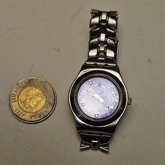 Swatch Irony Lady Stainless Steel Purple Crystal Dial Watch - Picture 3 of 16